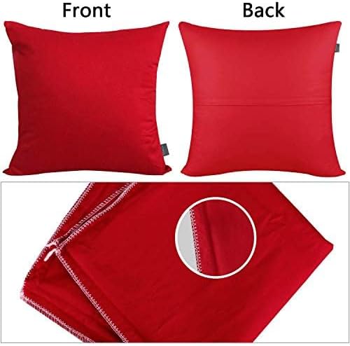 Thmyo 4-Pack 100% Cotton Comfortable Solid Decorative Throw Pillow Case Square Cushion Cover Pillowcase Sublimation Blank Pillow Covers DIY Throw Pillowcase for Couch Sofa Bed(18x18 inch/45x45cm,Red)
