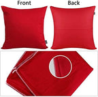 Thmyo 4-Pack 100% Cotton Comfortable Solid Decorative Throw Pillow Case Square Cushion Cover Pillowcase Sublimation Blank Pillow Covers DIY Throw Pillowcase for Couch Sofa Bed(18x18 inch/45x45cm,Red)
