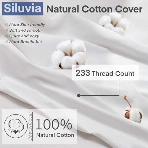 Siluvia 18"x18" Pillow Inserts Set of 2 Decorative Square Throw 18" Pillows with 100% Cotton Cover for Sofa, Couch, and Bed - White - size: 18x18 Inch (Pack of 2)