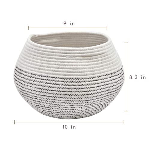 Goodpick Round Cotton Rope Storage Basket for Living Room, Bathroom, Kids' Corner & Shelves, Stores Towels, Cat Toys, Plants, White, 10"D x 8.3"H - color: White, size: 10"D x 8.3"H