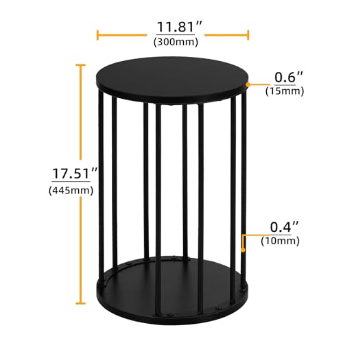 Plant Stand Indoor,small plant stool,Flower Pot Corner stand holder,Mid Century Heavy Duty Metal Tall Home Decor,Modern Round End Table,Small Rustic Display Stand for Living Room,Bedroom(Black,18In) - color: 45cm black