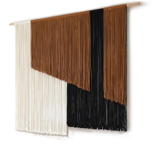Jakalin Macrame Wall Hanging Dip Dyed Fiber Macrame Wall Decor Boho Cord Living Room Wall Art 57" Wx43 L - color: Brown