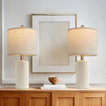 G-SAFAVA 20.25'' Ceramic Table Lamps Set of 2 Small Farmhouse Bedside lamp Creamy White Modern Nightstand End Table Lamps for Living Room Bedroom Study Office - color: Lime White
