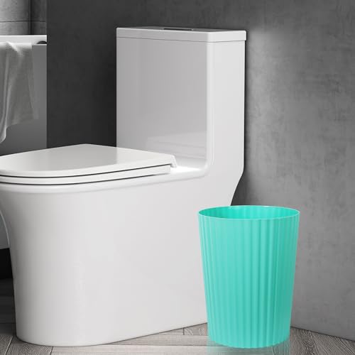 JiatuA Small Trash Can Plastic Wastebasket Round Garbage Container Bin for Bathroom, Kitchen, Bedroom, Home Office, College Dorm, Light Blue - color: Light Blue, size: 1.8 Gallons