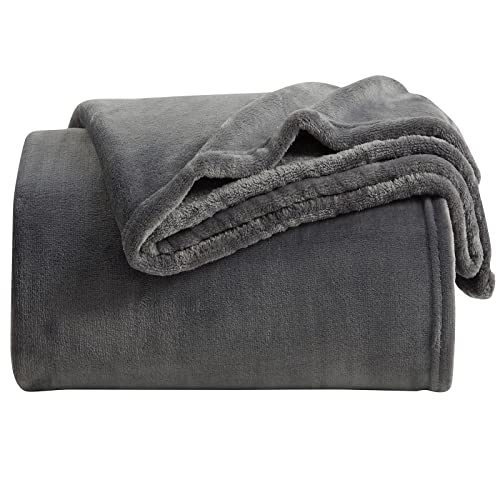 KMUSET Fleece Blanket King Size Dark Grey Lightweight Super Soft Cozy Luxury Bed Blanket Microfiber Factory Shop - color: Dark Grey, size: King(108"x90")