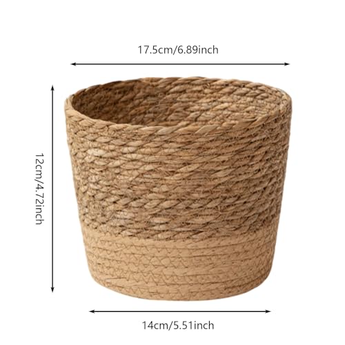 Seagrass Planter Basket, Plant Pot Succulent Organizer, Indoor Boho Woven Storage Basket with Drainage Holes for Indoor Plants, Outdoor Garden, Balcony, Patio (Khaki M) - color: Khaki M
