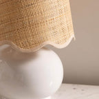Benton Ceramic Table Lamp with Fabric Shade – 13" Bedside Accent Lamp for Bedroom, Living Room & Nightstand (White) - color: White
