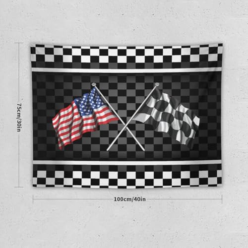 Kurtect American Flag Tapestry,Racing Car Black White Checkered Flag Abstract Sports Geometric Tapestries for Party Beach Picnic Blankets Tablecloths Living Room Wall Deocr, 30x40 in - color: style-7, size: 40"L x 30"W