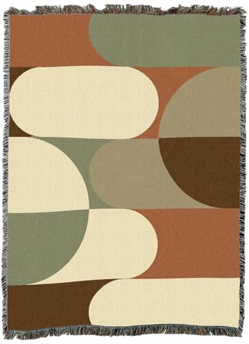 Pure Country Weavers Bauhaus Sandy Waves Blanket - Mid Century Modern - Gift Tapestry Throw Woven from Cotton - Made in The USA (60X80) - color: Bauhaus Sandy Waves, size: 60X80