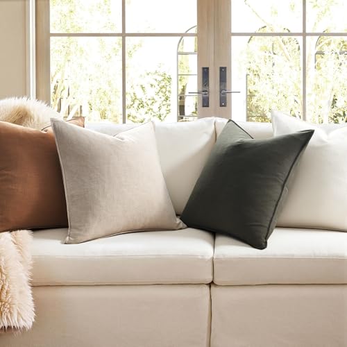 Linen Soild Decorative Throw Lumbar Pillow Covers Soft Accent Farmhouse Gold Olive Pack of 4 Cushion Case 12 x 20 Inch Rectangle Pillowcase for Couch Bedroom and Living Room Home Decor - color: Gold Olive, size: 20" x 12" (Pack of 4)