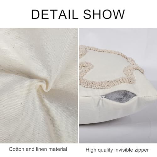 Coquette Bow Tufted Throw Pillow Cover 12x20, Boho Neutral Linen Cushion Case, Farmhouse Modern Decorative Pillow for Bed, Couch, Bedroom, Car, Cream - color: Cream