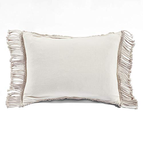 Lush Decor Studio Chevron Macrame Decorative Throw Pillow Cover, 20" W x 13" L, Neutral - Rectangle Pillow Cover - Throw Pillows For Bed, Couch, Or Chair - color: Neutral