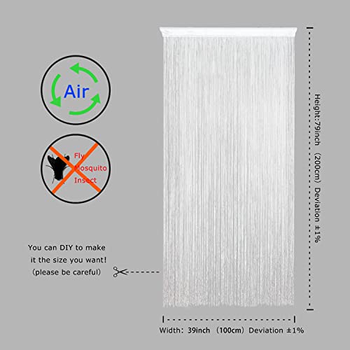 YaoYue Doorway String Curtain Door Curtains,Boho Hippie Hanging Fringe Room Divider for Patio Bedroom Closet Kitchen Laundry,Room Window Wall Door Decor(39×79in/100×200cm,White) - color: White, size: 39"W x 79"L (Pack of 1)