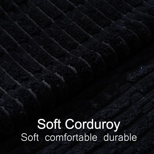 Pack of 2 Corduroy Decorative Throw Pillow Covers 16x16 Inch Soft Boho Striped Pillow Covers Modern Farmhouse Home Decor for Halloween Sofa Living Room Couch Bed Black - color: Black, size: 16" x 16" (Pack of 2)