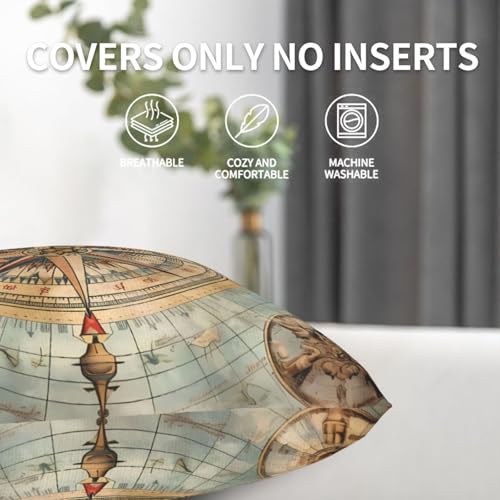 Map Nautical Throw Pillow Covers 18 X 18 Inch Set of 2 Pillow Cases Decoration Cushion Cover for Sofa Bedroom Living Room Outdoor - color: Map Nautical