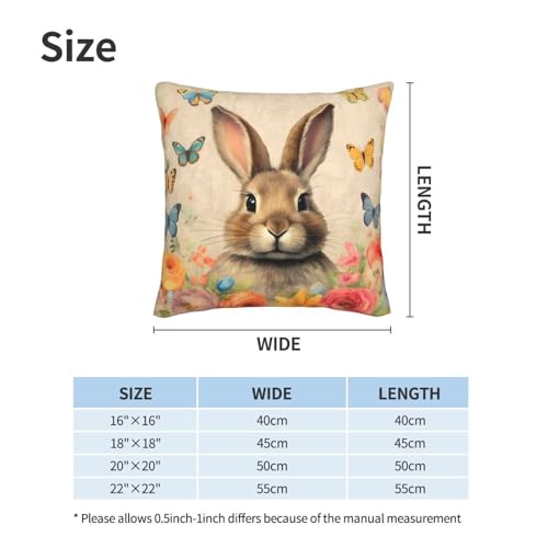 Easter Bunny Flower Throw Pillow Covers 18 X 18 Inch Set of 2 Pillow Cases Decoration Cushion Cover for Sofa Bedroom Living Room Outdoor - color: Easter Bunny Flower