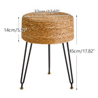YMYNY Pouf Ottoman, Handmade Natural Water Hyacinth, Pastoral Style Footrest, Footstool with 4 Metal Legs Round Vanity Stool for Bedroom, Hallway, Living Room 12.59"L×12.59"W×17.71"H Natural UHBD029N - color: Natural Color