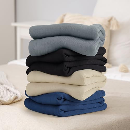 Utopia Bedding Knit Blanket Queen Size (90x90 Inches, Grey) Soft Lightweight Jersey Breathable Sweatshirt Blanket for Bed,Couch & Sofa - color: Grey, size: Queen