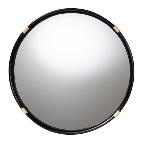 bali & pari Fenicia Natural Rattan Mirror, Black