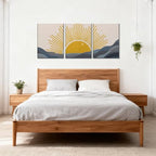 Frimeeme Modern Sun Boho Wall Art Set of 3,Boho Sun Canvas Print Set,12" x 16" Each Framed, for Living Room/Office/Bedroom/Kids Room