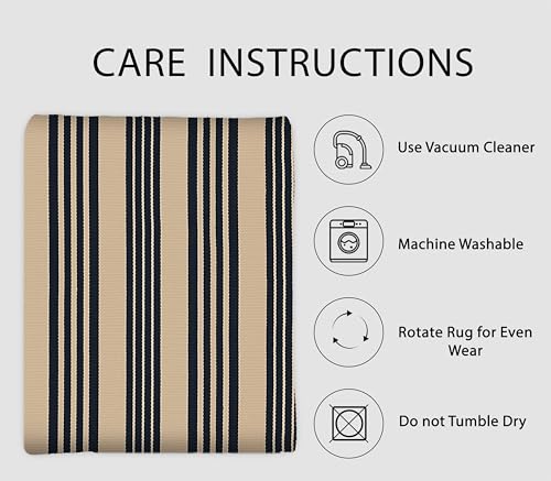 IOHOUZE Black and Tan Striped Rug 2'x3' Front Door Rugs Outdoor, Small Washable Area Rug for Front Porch, Spring Summer Welcome Mats Outdoor Indoor, Doormat for Entryway Porch Entrance - color: Black and Tan Stripe, size: 2' x 3' (Rectangular)