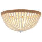 Dia 14.96" Boho Flush Mount Light Fixture Wood Bead, Farmhouse Chandelier, Antique Rustic Ceiling Light Fixture for Kitchen Hallway Entryway Laundry Bedroom Nursery Passway