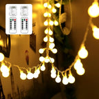 WERTIOO 2 Pack Battery Operated String Lights 33ft 100 LEDs Globe Fairy Lights with Remote Control for Outdoor/Indoor, Tent, Camping, Bedroom,Garden,Christmas Tree[8 Modes,Timer ] (Warm White) - color: Warm White-2PCS