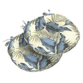 LVTXIII Outdoor Bistro Chair Cushions, 15"x15"x4" Round Patio Chair Cushions, All Weather Tufted Seat Cushions for Patio Furniture Use, Set of 2, ‌Lush Palm Blue - color: ‌lush Palm Blue