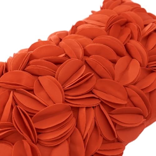 KINGROSE Handmade 3D Floral Decorative Throw Pillow Case Solid Flower Cushion Covers Decorative Pillow Cover for Bed Living Room Sofa Couch Home 12 x 20 Inches Velvet Dark Orange - color: Dark Orange