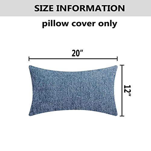 Home Brilliant 12x20 Pillow Cover for Couch Chair Super Soft Lumbar Throw Pillow Cover for Women Kids Girls, Pack of 2, 30cm x 50cm(12x20 inches), Jeans Blue - color: Jeans Blue, size: 20" x 12" (Pack of 2)
