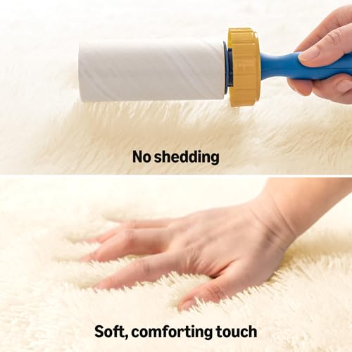 Amazon Basics Fluffy Washable Round Area Rug, Circle Shaggy Carpet for Living Room, Bedroom, Nursery, 8'R, Beige - color: Beige, size: 8' (Round)