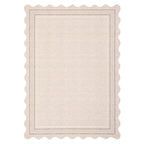 GarveeHome Scalloped Round Area Rugs, Washable Small Round Rug 3ft Non-Slip, Soft Boho Ultra-Thin Circle Low Pile Stain Resistant Carpet for Bedroom Entryway Kitchen Laundry Bathroom, Beige - color: Beige, size: 3' (Round)