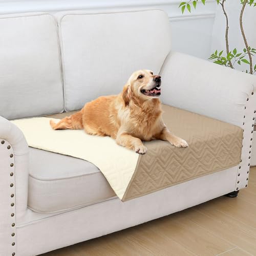 hyha Waterproof Dog Blanket, Soft Dog Bed Cover Pet Blankets, Waterproof Sofa Couch Cover for Dogs Washable, Reversible Pet Couch Covers for Sofa Furniture (30x53 Inch, Camel/Beige) - color: Camel+beige, size: 30x53 Inch