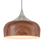 ELYONA Bauhaus Pendant Light Wooden Pattern Dome Pendant Light Fixture Brushed Nickel Metal Modern Adjustable Hanging Lighting for Kitchen Island Dining Room Office Hallway Foyer Bedroom, 12 Inch - color: Brushed Nickel & Wooden