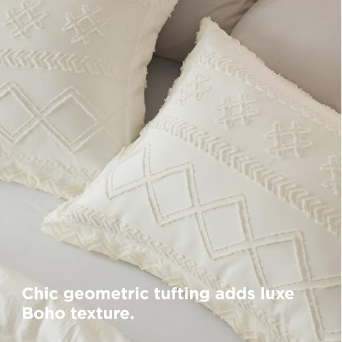Bedsure Boho Duvet Cover King Size, Soft & Comfortable Elegant Design Boho Bedding for Decoration, Machine Washable Comforter Cover for All Seasons,Includes 1 Duvet Cover & 2 Pillow Shams,White - color: 06 - White (No Comforter), size: King (104" X 90")