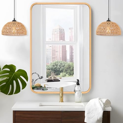 12" Rattan Pendant Light, Boho Dome Woven Hanging Light Fixture, Adjustable Height Natural Style Ceiling Lamp for Kitchen Island, Dining Room, Entryway, Bedroom, Hallway, EH61760P1