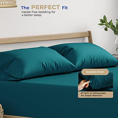 THREAD SPREAD 100% Cotton Pillow Cases Queen Size Set of 2 - Luxury 400 Thread Count Queen Pillow Cases (Teal), Soft Cooling Breathable Hotel Cotton Pillowcases, Fits Standard Pillows - color: Teal, size: Queen - Pack of 2