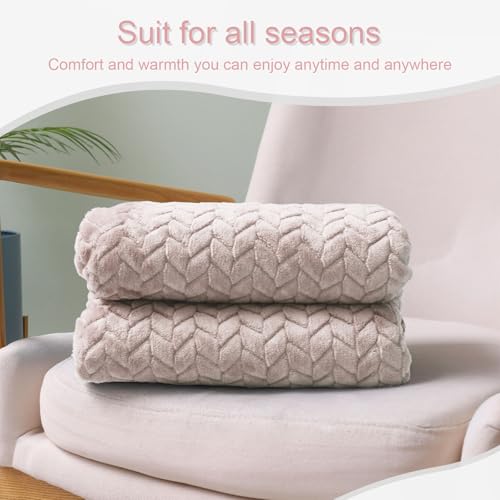 Exclusivo Mezcla Fleece Throw Blanket for Couch and Bed, 50x70 Inches Soft Cozy Jacquard Flannel Blankets, Lightweight Fuzzy Plush Throws for Women,Camel - color: Camel, size: Throw ( 50x70 IN )