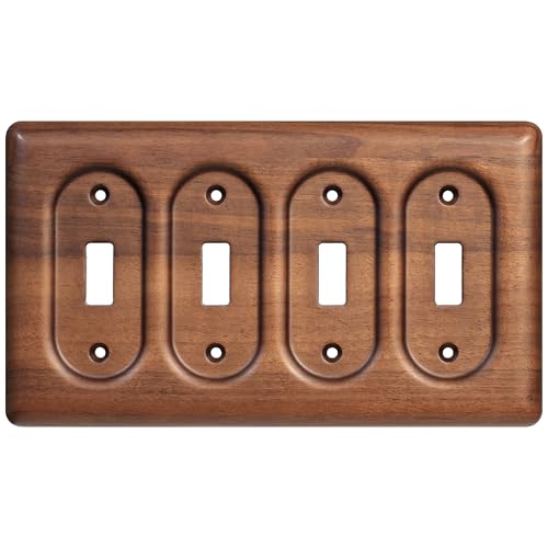 4-Gang Four Light Switch Plate Handcrafted North American Walnut Wall Plate for Rustic and Stylish Homes - color: Walnut wood, size: Four Rocker