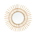 OYPEIP 22" Large Natural Rattan Sunburst Bohemian Hanging Glass Decor,Rustic Handwoven Innovative Art Decoration Round Makeup Mirror for Dressing Living Room Bedroom Bathroom Corridor,Entryway