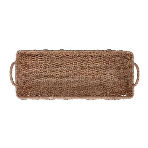 Creative Co-Op Bankuan Rope Diamond Weave Tray with Handles - size: 32" x 13" x 4"