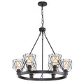 Wagon Wheel Chandelier Modern Farmhouse Pendant Light,Black Farmhouse Chandelier, 6-Light Wagon Wheel Chandelier with Adjustable Height, Dining Room Light Fixture, Hanging Lights - color: C