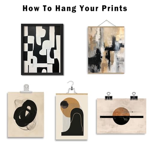 ANERZA 16 PCS Black and White Abstract Wall Art Decor, Minimalist Gallery Wall Prints for Bedroom, Boho Posters for Living Room Aesthetic, Collage Kit Pictures, Dorm Home Decor - color: Black and White, size: 11"x14" Unframed