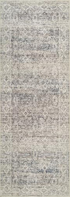 Bloom Rugs Caria Washable Non-Slip 7 ft Runner - Beige Brown/Teal Traditional Runner for Entryway, Hallway, Bathroom, and Kitchen - Exact Size: 2'6" x 7' - color: Beige Brown / Teal, size: 2'6" x 7' (Runner)