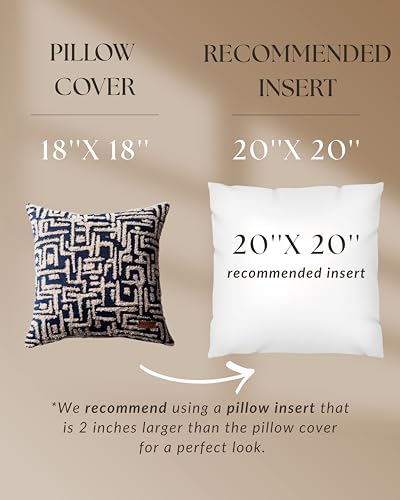 Woven Jacquard Throw Pillow Cover, Pack of 1 Geometric Pattern Textured Decorative Cushion Covers for Sofas, Couches, Fade Resistant Pillow for Sofa & Couch, Gilda, Navy, 18x18 Inch - color: Navy