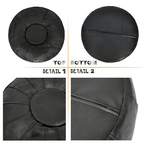 Thgonwid Unstuffed Moroccan Ottoman Pouf Cover, Ottoman Footstool Storage Solution, Bean Bag Chair, Foot Rest, Black - color: Black