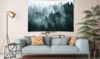 YISURE Misty Forest Tapestry, Foggy Tree Wall Hanging Tapestries Nature Pine Woodland Wall Art for Bedroom Living Room, 108''W x 80’'L - size: 80"L x 108"W