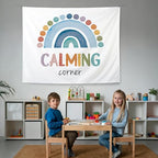 KBRCT Mental Health Tapestry, Boho Classroom Wall Tapestry, Calming Corner Boho Rainbow Wall Hanging Decor for Home Bedroom Office Classroom Calming Room, 50x60 Inch