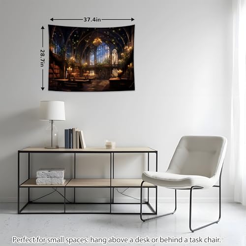 QGHOT Fantasy Library Tapestry Wall Hanging Magic School Bookshelf Backdrop Fairy Tale Library Tapestries for Teens Bedroom Living Room Dorm Decor 37.4" x 28.7" - color: C, size: 28.7"L x 37.4"W