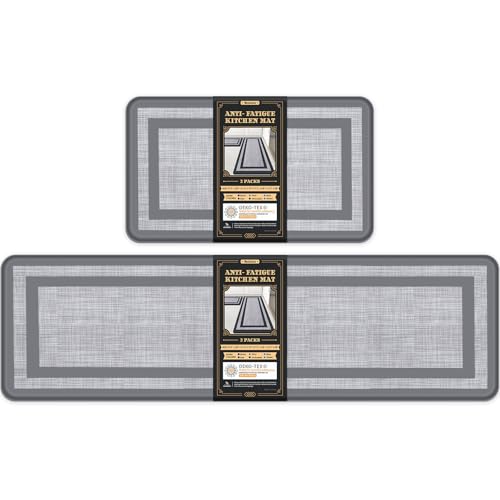Mattitude Kitchen Mats Set of 2 Cushioned Rugs 0.47 inch Thick Anti-Fatigue Mats for Kitchen Floor,Waterproof Non-Slip Mats and Rugs Set for Office,Floor,Laundry 17.3"×29"+17.3"×59",Grey - color: Grey Frame, size: 17.3" x 59 "+ 17.3" x 29 "--0.47 inches